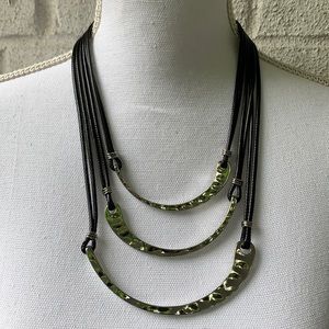 Triple Layered Lanyard & Silver Scythe Necklace